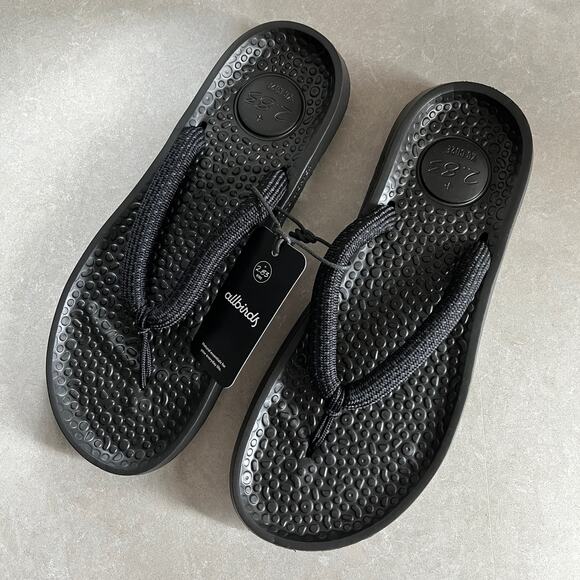 Allbirds Unisex Sugar Zeffer Black Flip Flop Sandals Unisex W14/M12 NWT - Picture 1 of 4